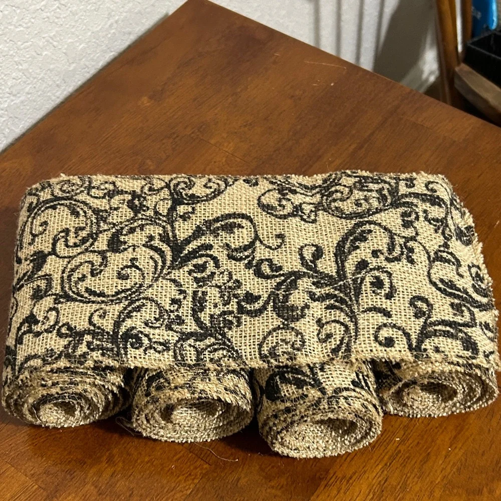 Black and Tan Burlap Ribbon